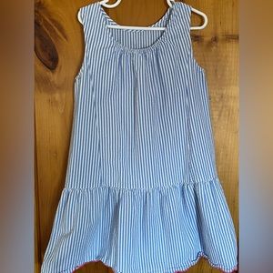 Little girl blue & white seersucker dress.